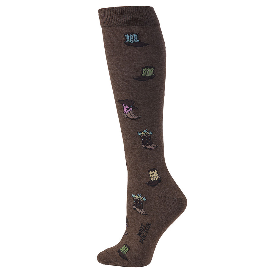 Lds OTC Brown Sock w Cowboy Boots & Hat Pattern - 0417102