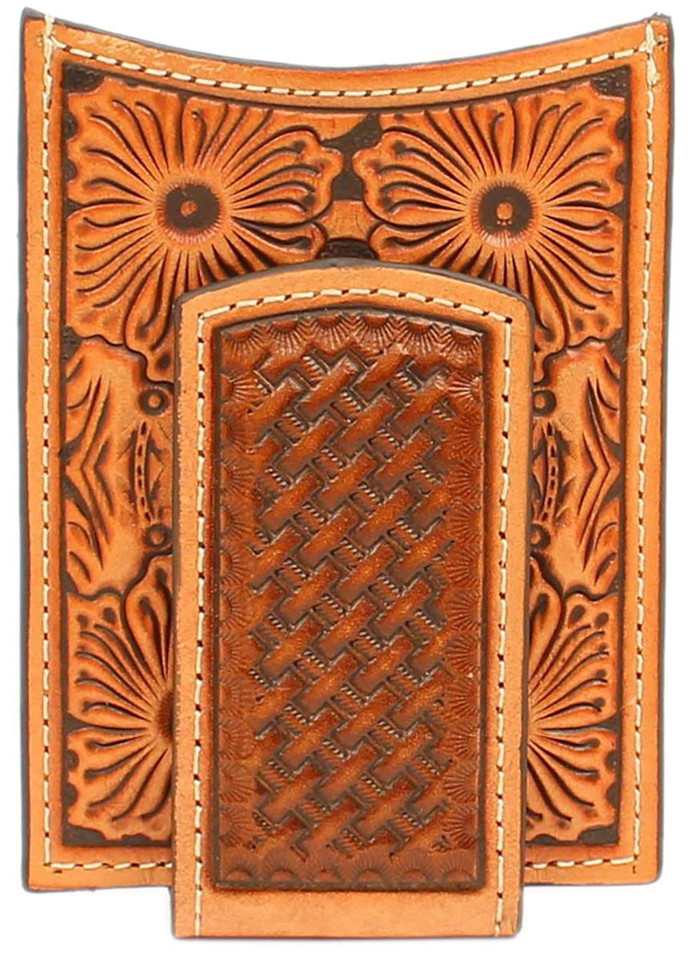 Ariat Men's Floral Embossed Money Clip - Tan