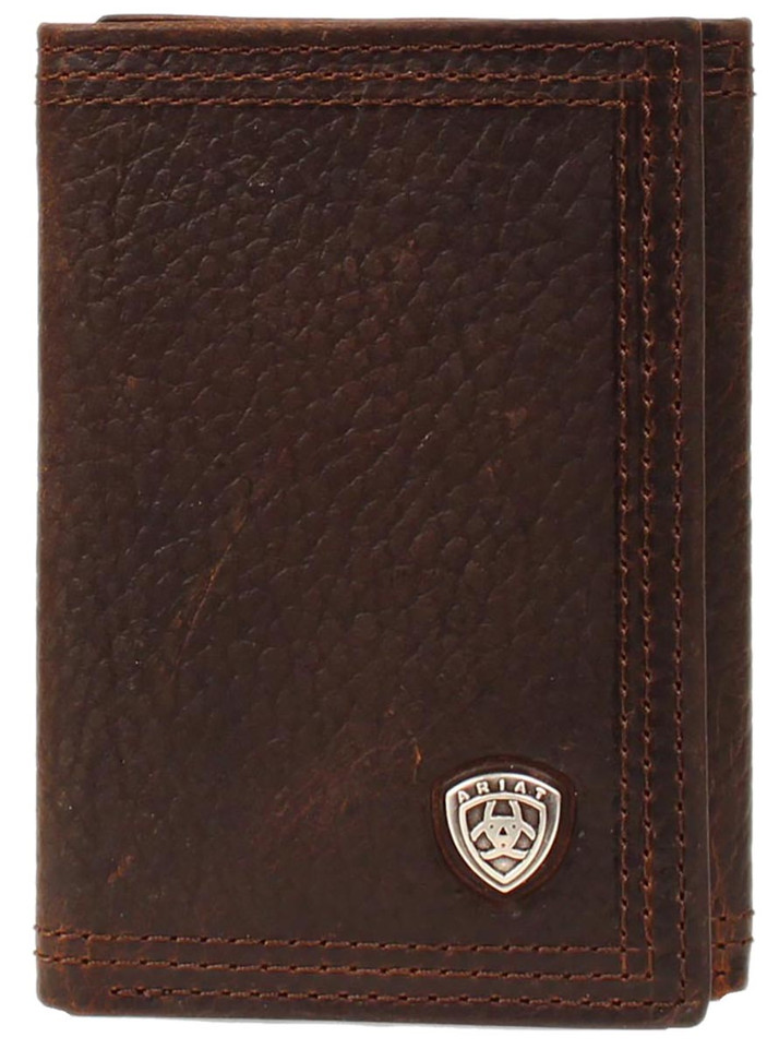 Ariat Men's Tri-fold Wallet w/ Shield - Brown Rowdy