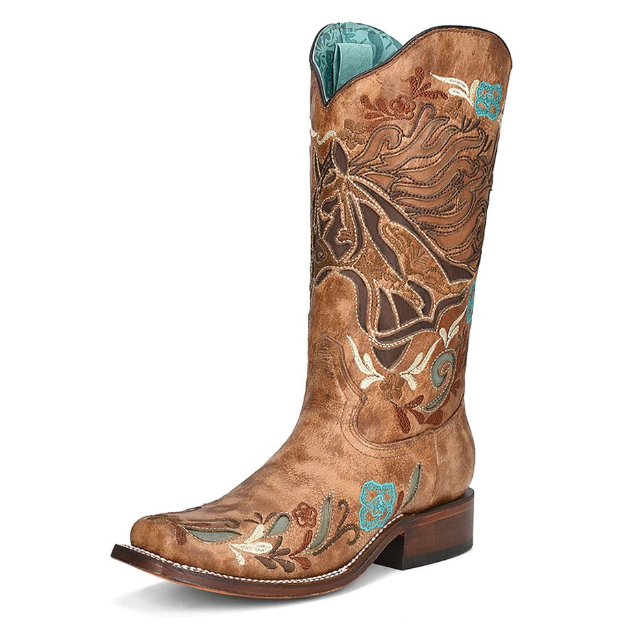 Sand Horse Inlay Western Boot - A4266