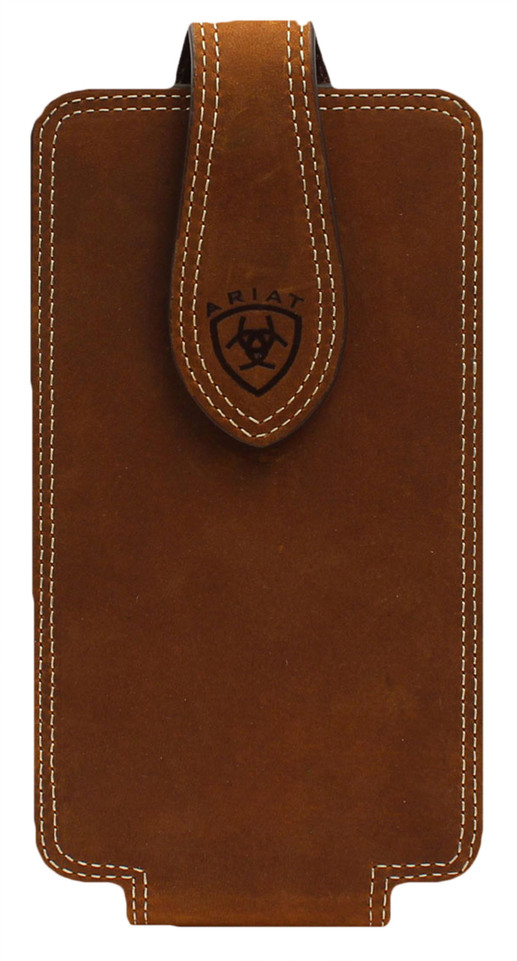 Ariat Men's Double Stitched Edge Large Cell Phone Case - Medium Brown