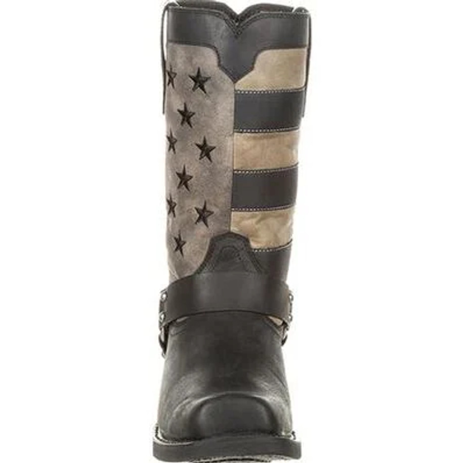 Faded Flag Harness Cowboy Boot - Black