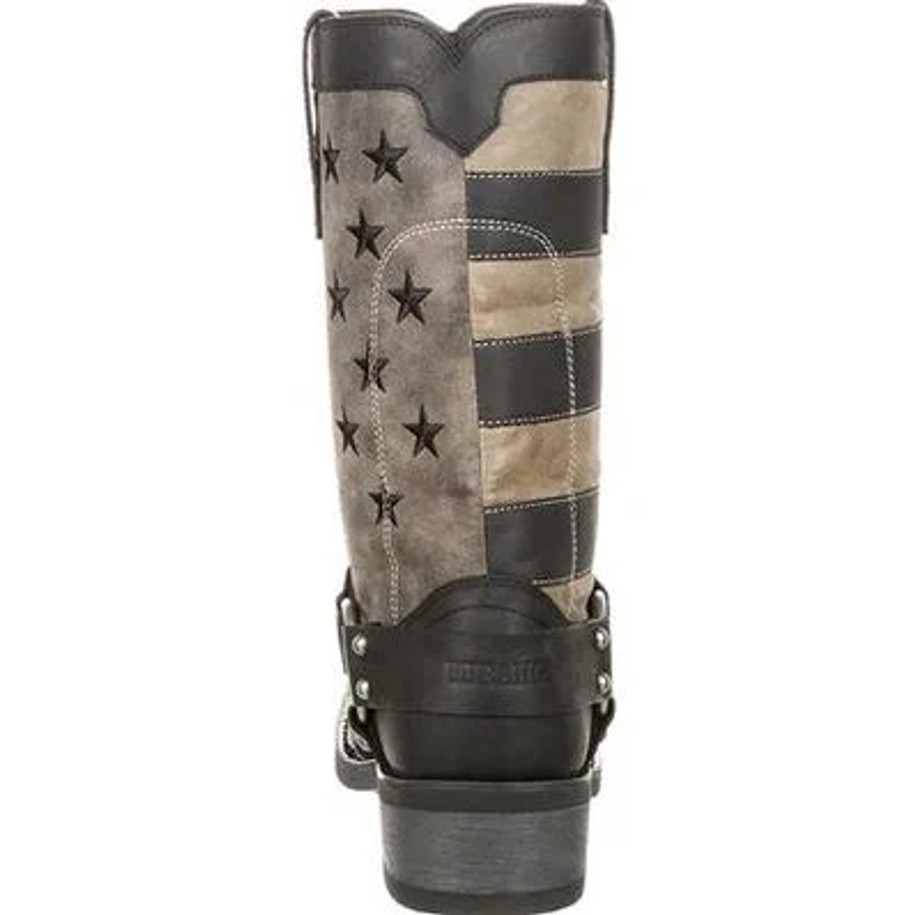 Faded Flag Harness Cowboy Boot - Black