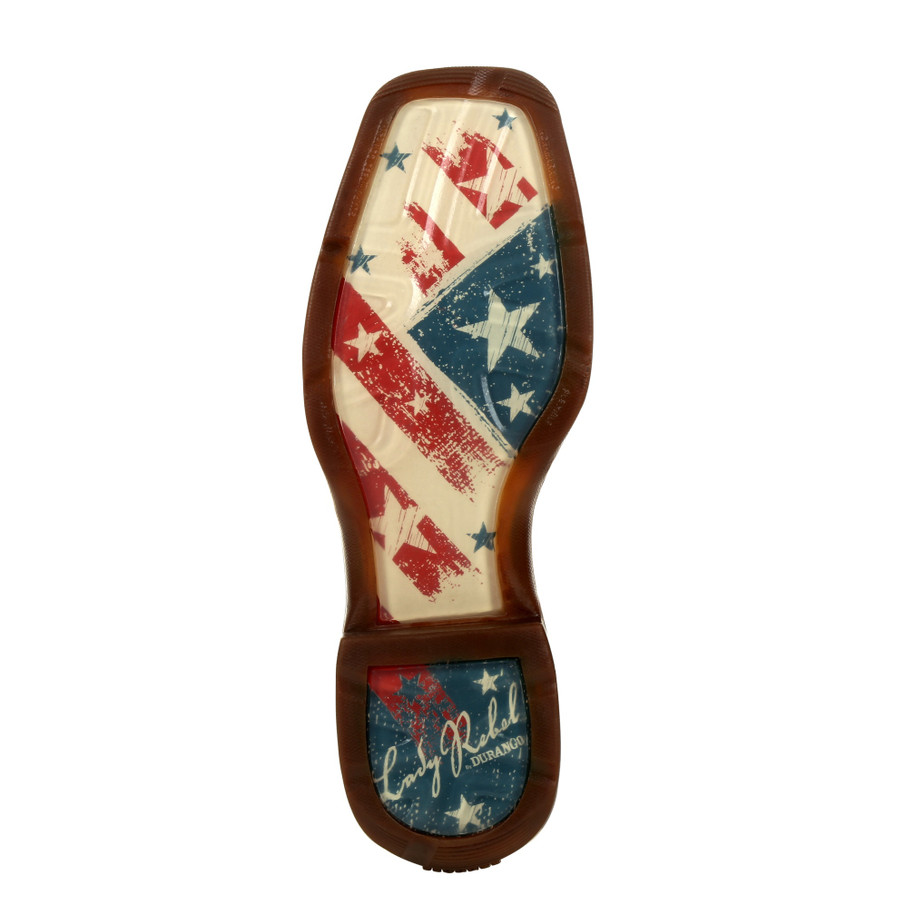 Durango Ladies Rebel USA Flag Embroidered Western Square Toe - RDR0394