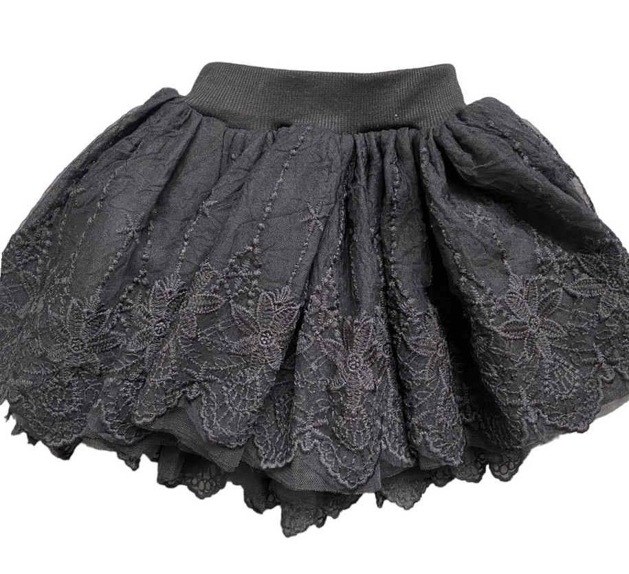 Chiffon Lace Skirt- Black -CS03