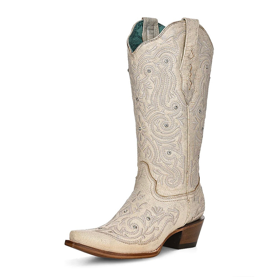 Bone Embroidery Crystals Western Boot - Z5123