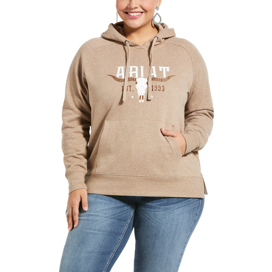 Ariat Lds REAL Vintage Logo Sweatshirt Dark Oatmeal- 10033535