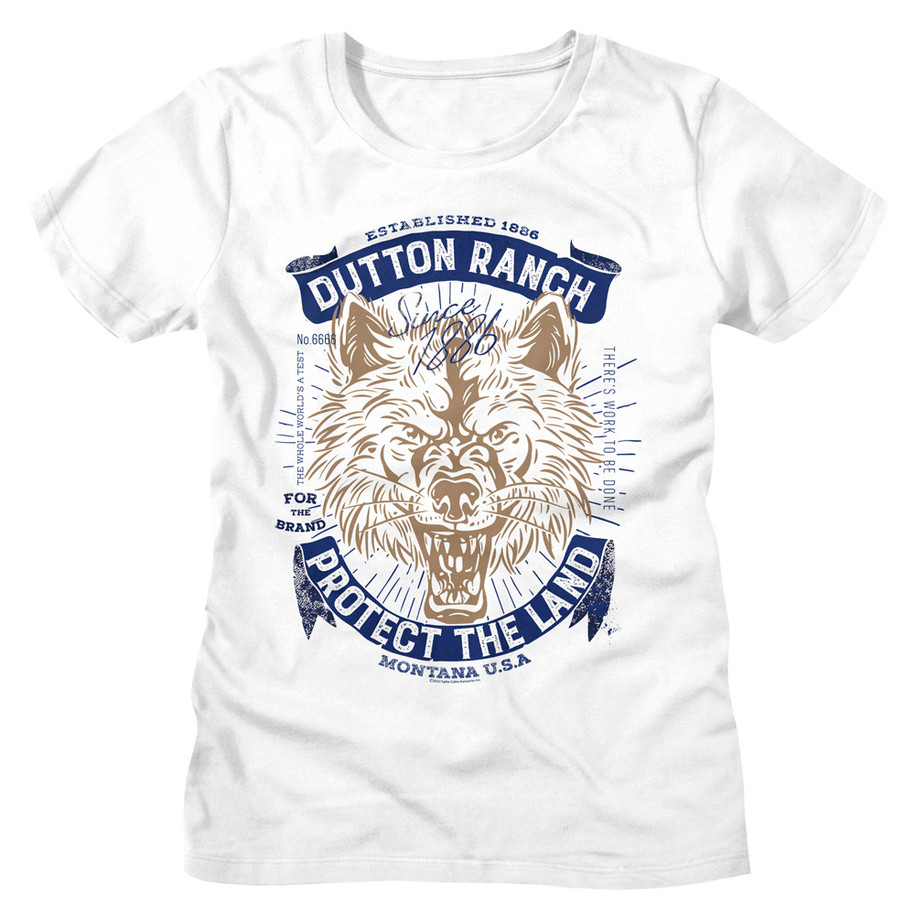 Mens Yellowstone Protect The Land Wolf Tee