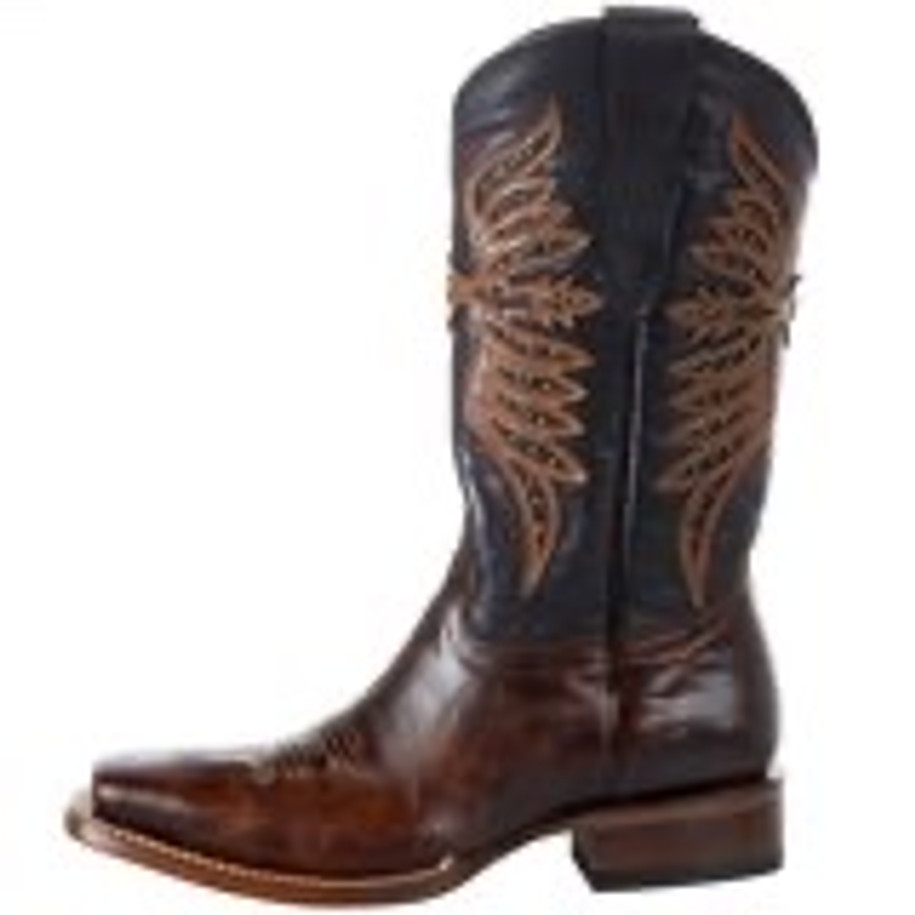 Youth Tan Brown Overlay Embroidery/Studs Western Boot - J8009