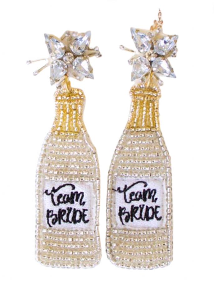 Silver Team Bride Champagne Earrings - EP36849-002