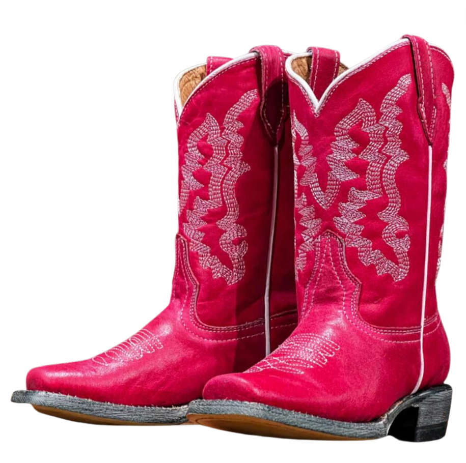 Youth Hot Pink Blunt Toe Western Boot  - TMG205129