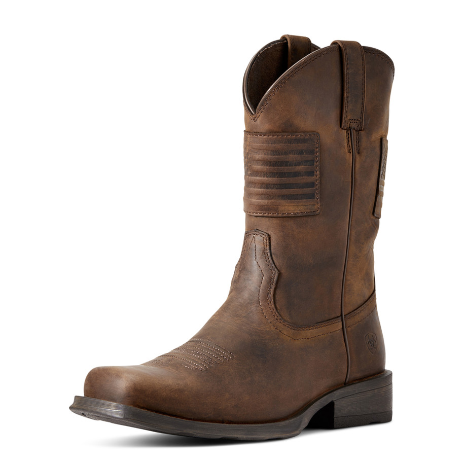 Rambler Patriot Cowboy Boots - Distressed Brown
