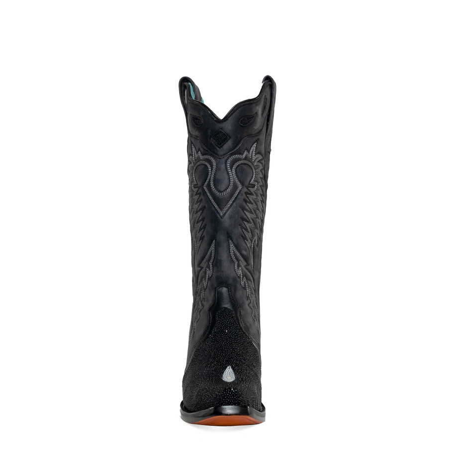 Black Stingray Triad Embroidery Western Boot - A4424