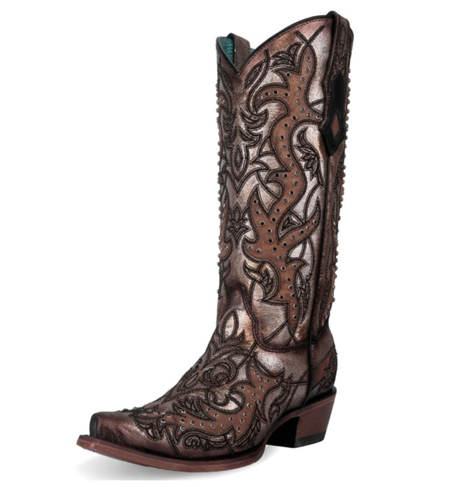 Golden Embroidery & Crystals Western Boot - C4041