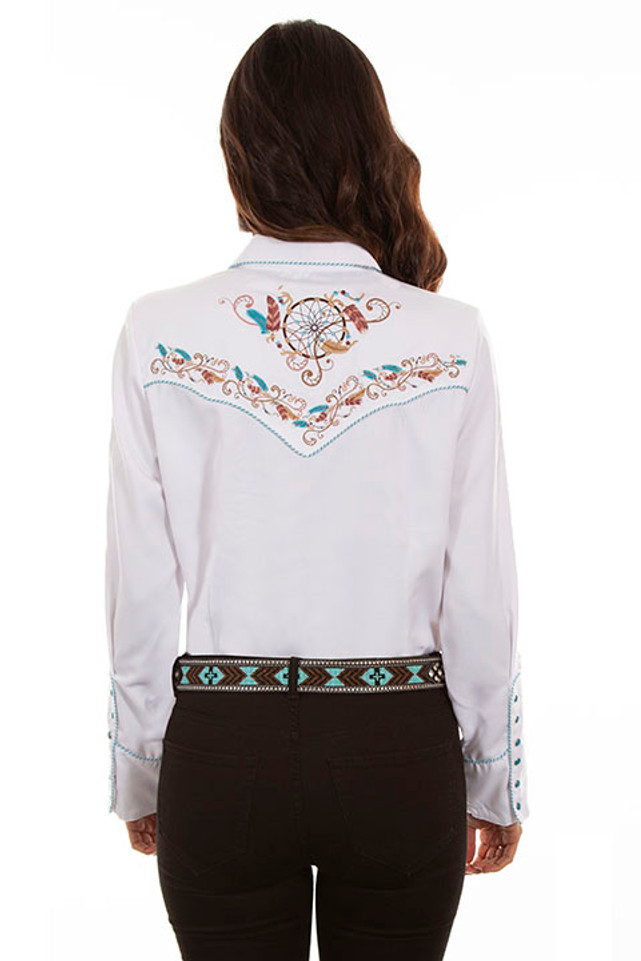Embroidered White Western Shirt - PL-877WHT