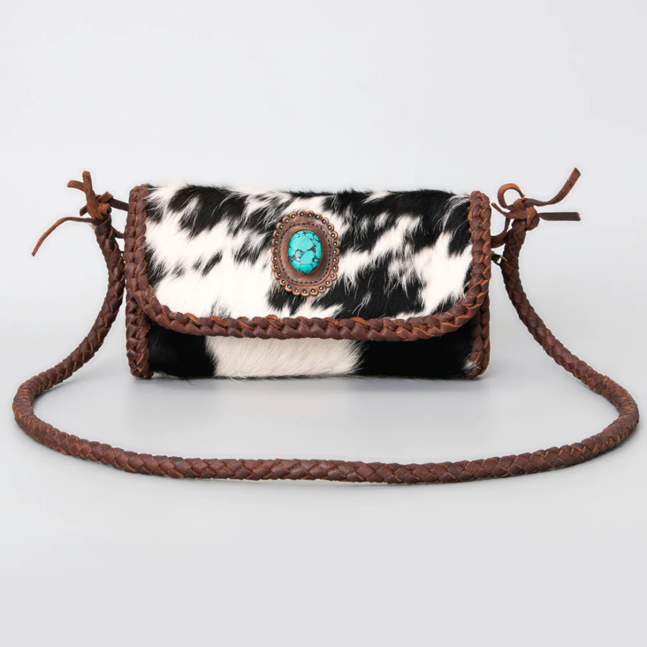 Hair on Crossbody with Turquoise Embellishments -ADBGM267D