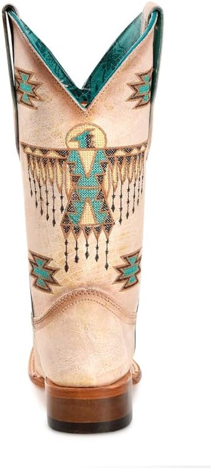 White with Turquoise Embroidery Western Boot - Z5219