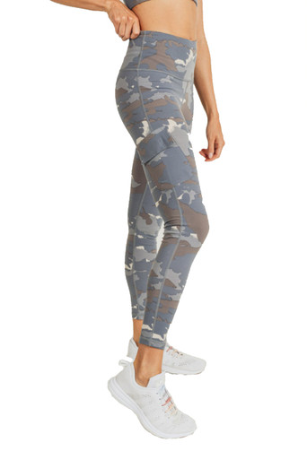 High Waist Blue Tundra Camo Print Leggings - Plus Size APH2988-P