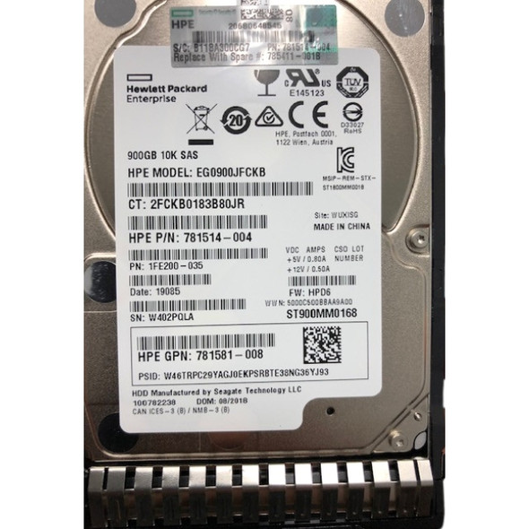 785069-B21 HPE 900GB 2.5inch SFF 10000RPM 12Gbps SAS Dual Port 512n Smart Carrier Hot-Swap Enterprise Hard Drive for ProLiant Generation8 Generation9 Generation10 Servers (New Spare Sealed with 1 Year Warranty)