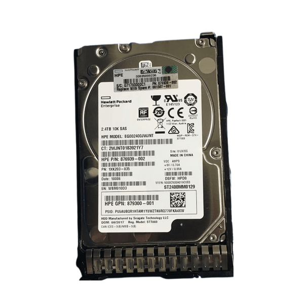 881457-B21 HPE 2.4TB 2.5inch SFF 10000RPM 12Gbps SAS 512e Digitally Signed Firmware Smart Carrier Enterprise Hard Drive for ProLiant Generation9 Generation10 Servers (New Retail Box with 3 Years Warranty)