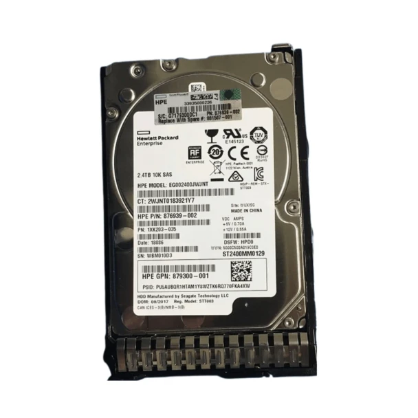 881457-H21 HPE 2.4TB 2.5inch SFF 10000RPM 12Gbps SAS 512e Digitally Signed Firmware Smart Carrier Enterprise Hard Drive for ProLiant Generation9 Generation10 Servers (New Retail Box with 3 Years Warranty)