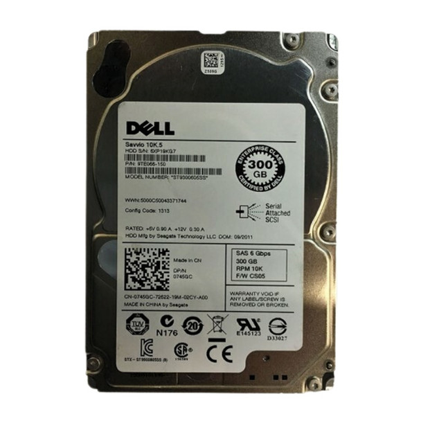 745GC Dell 300GB 2.5inch Small Form Factor (SFF) 10000RPM 6G/S SAS 64MB Buffer Hot-Swap Enterprise Hard Drive for PowerEdge Servers (Refurbished - Grade A with 30 Days Warranty)