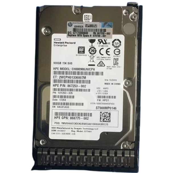 870798-001 HPE 900GB 2.5inch SFF 15000RPM 12Gbps SAS 512e Digitally Signed Firmware Smart Carrier Enterprise Hard Drive for ProLiant Generation9 Generation10 Generation10 Servers (New Spare Sealed with 1 Years Warranty)