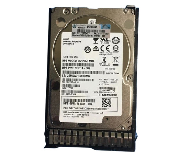 872479-H21 HPE 1.2TB 2.5inch SFF 10000RPM 12Gbps SAS Digitally Signed Firmware Smart Carrier Enterprise Hard Drive for ProLiant Generation9 Generation10 Servers (Refurbished with 30 Days Warranty)