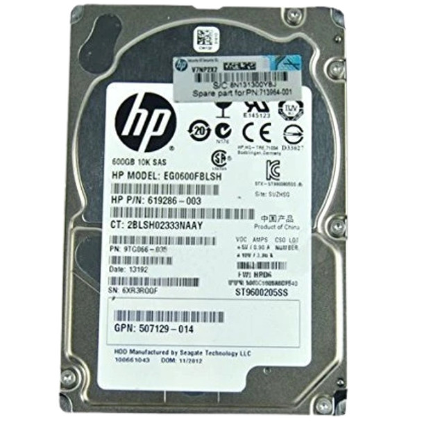 581286-B21 HPE 600GB 2.5inch Small Form Factor(SFF) 10000RPM 6Gbps SAS Dual Port Standard Carrier Enterprise Hard Drive for ProLiant Generation1 to Generation7 Servers (Refurbished with 30 Days Warranty)