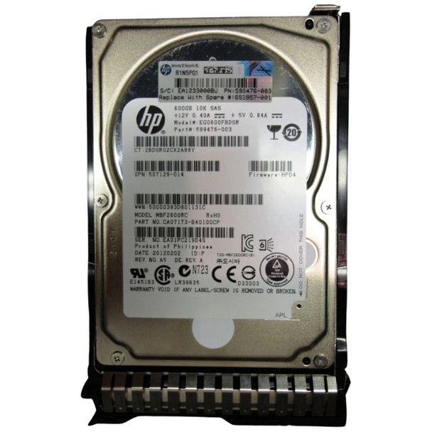 653957-001 HPE 600GB 2.5inch Small Form Factor(SFF) 10000RPM 6Gbps SAS Dual Port Smart Carrier Enterprise Hard Drive for ProLiant Generation9 Generation10 Servers (Refurbished with 30 Days Warranty)
