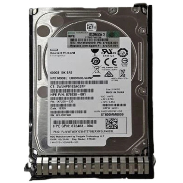 872736-001 HPE 600GB 2.5inch Small Form Factor(SFF) 10000RPM 12Gbps SAS Digitally Signed Firmware Smart Carrier Enterprise Hard Drive for ProLiant Generation9 Generation10 Servers (Bulk Pack with 90 Days Warranty)