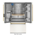 Kitchenaid® 30 Cu. Ft. 36-Inch French Door Refrigerator with Exterior Water and Ice Dispenser and Wood-Look Sliding Tray in Porcelain White KRFF436SPL