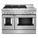 KitchenAid® 48'' Smart Commercial-Style Gas Range with Griddle KFGC558JSS