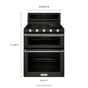 Kitchenaid® 30-Inch 5 Burner Gas Double Oven Convection Range KFGD500EBS