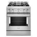 KitchenAid® 30'' Smart Commercial-Style Gas Range with 4 Burners KFGC500JSS