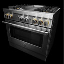 Jennair® 36" RISE™ Dual-Fuel Professional-Style Range with Chrome-Infused Griddle and Steam Assist JDSP536HL