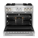 Jennair® 36" RISE™ Dual-Fuel Professional-Style Range with Chrome-Infused Griddle and Steam Assist JDSP536HL
