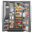 Kitchenaid® 20.8 Cu. Ft. Counter-Depth Side-by-Side Refrigerator with Exterior Ice and Water Dispenser in PrintShield™ Finish KRSC536RPS