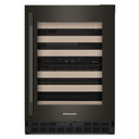Kitchenaid® 24" Undercounter Wine Cellar with Full-Extension Wood-Front Racks KUWR524SBE