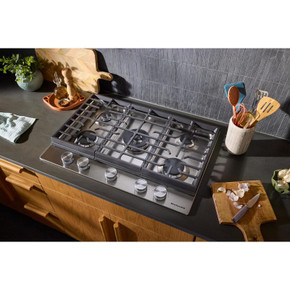 Kitchenaid® Gas-on-Metal Cooktop with an Integrated Wok Grate and CookShield™ Finish KCGK530SSS