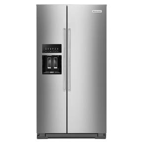 Kitchenaid® 19.9 cu ft. Counter-Depth Side-by-Side Refrigerator with Exterior Ice and Water and PrintShield™ finish KRSC700HPS