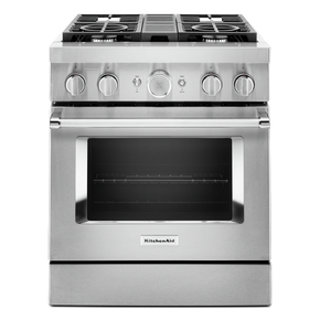 KitchenAid® 30'' Smart Commercial-Style Dual Fuel Range with 4 Burners KFDC500JSS