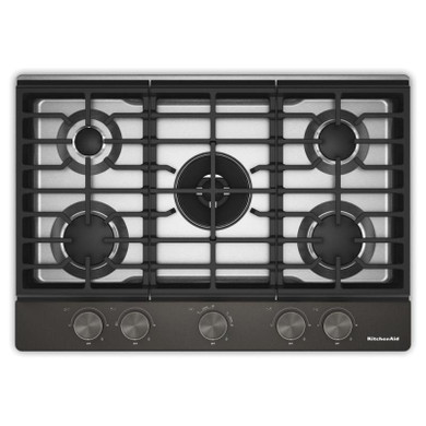 Kitchenaid® Gas-on-Metal Cooktop with an Integrated Wok Grate and CookShield™ Finish KCGK530SBE