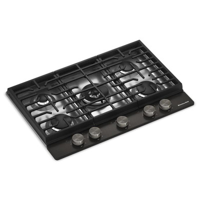 Kitchenaid® Gas-on-Metal Cooktop with an Integrated Wok Grate and CookShield™ Finish KCGK530SBE