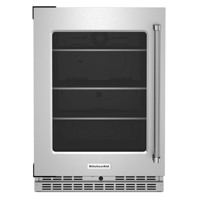 Kitchenaid® 24" Undercounter Refrigerator with Glass Door and Shelves with Metallic Accents KURL314KSS