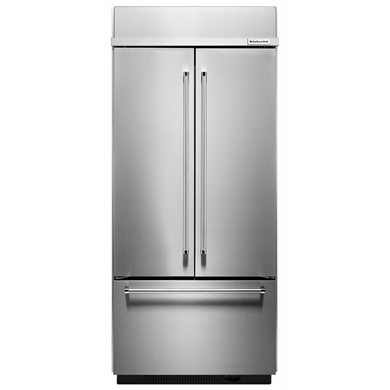 Kitchenaid® 20.8 Cu. Ft. 36 Width Built In Stainless Steel French Door Refrigerator with Platinum Interior Design KBFN506ESS