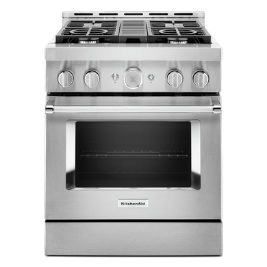 KitchenAid® 30'' Smart Commercial-Style Gas Range with 4 Burners KFGC500JSS