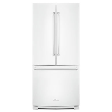 Kitchenaid® 20 cu. Ft. 30-Inch Width Standard Depth French Door Refrigerator with Interior Dispense KRFF300EWH