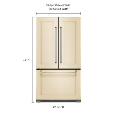 Kitchenaid® 22 cu.ft. 36-Inch Width Counter Depth Panel Ready with Interior Dispense French Door Refrigerator KRFC302EPA
