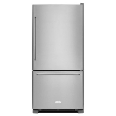 Kitchenaid® 19 cu.ft. 30-Inch Width Full Depth Non Dispense Bottom Mount Refrigerator KRBR109ESS